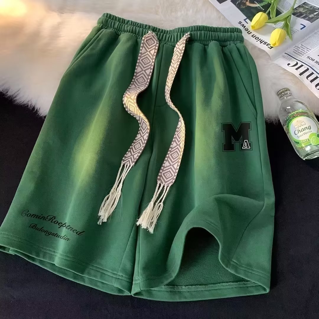 美式印花短裤男ins潮流加大加宽五分裤日系百搭大裤衩休闲运动裤