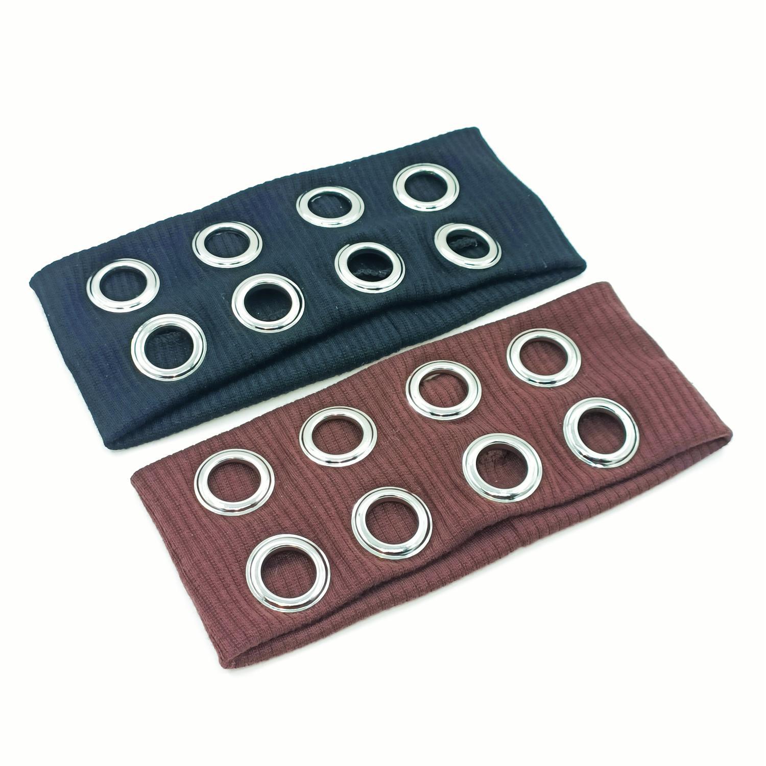 HW241201-20x8cm针织布+8气眼朋克风钉釦头带-