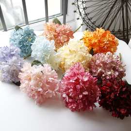 法式焦边绣球火烤油画色绣球仿真花婚礼家居装饰婚纱摄影道具