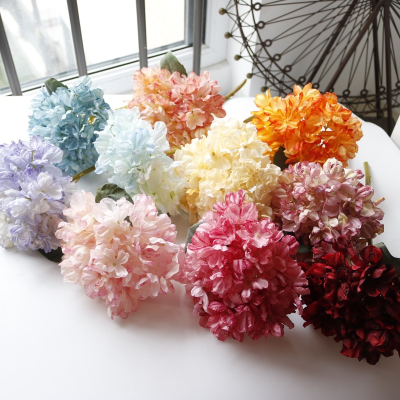 French-Style Burnt-Edge Hydrangea, Oil Painting Color Artificial Flower, Wedding Home Decoration, Wedding Photography Prop French-Style Burnt-Edge Hydrangea, Oil Painting Color Artificial Flower, Wedding Home Decoration, Wedding Photography Prop
