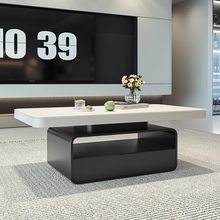 奶油风岩板茶几客厅家用小户型轻奢高级感长方形茶桌2025新款白色