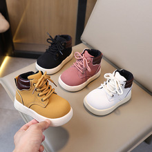 秋冬新款儿童马丁靴女童靴子英伦皮靴加绒大棉男童宝宝鞋子小黄靴