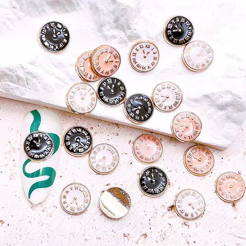 Popular Alloy Clock Nail Art, Vintage Roman Clock Wearable Nails, DIY Nail Rhinestone Accessories, Light Luxury Style Popular Alloy Clock Nail Art, Vintage Roman Clock Wearable Nails, DIY Nail Rhinestone Accessories, Light Luxury Style