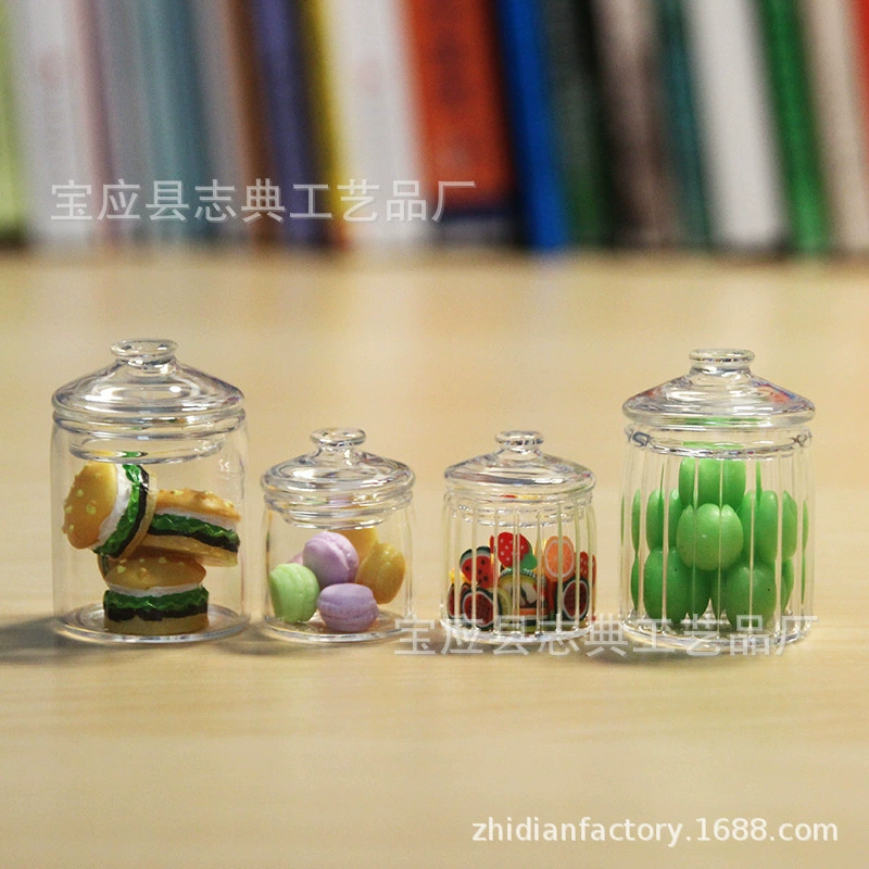 Миниатюрный макарун гамбургер Торт Печенье Закуска стеклянная банка DIY кукольный домик конфетная банка может быть установлена