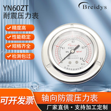 压力表YN60ZT轴向带边耐震压力表油压液压气压水压真空表0-1.6mpa