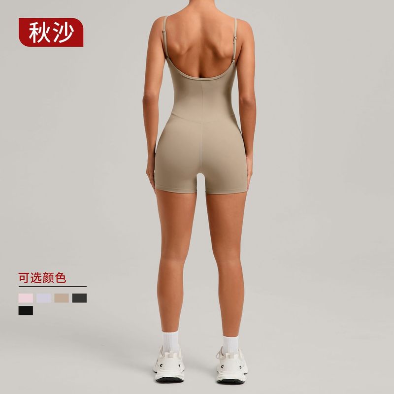 欧美大露背连体瑜伽服紧身运动连体健身服可调节肩带连体裤69321|undefined
