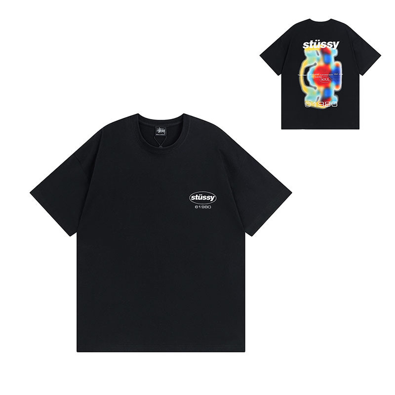 国境を越えた卸売りstyスチュアート黒8クラシック24ss半袖純綿夏ゆるいtシャツ男女同金|undefined