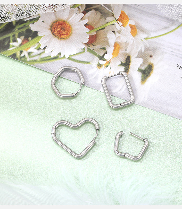 Hip Hop Geometric Triangle Stud Earring for Women - 316L Surgical Steel Flat Back Earring detail image 7