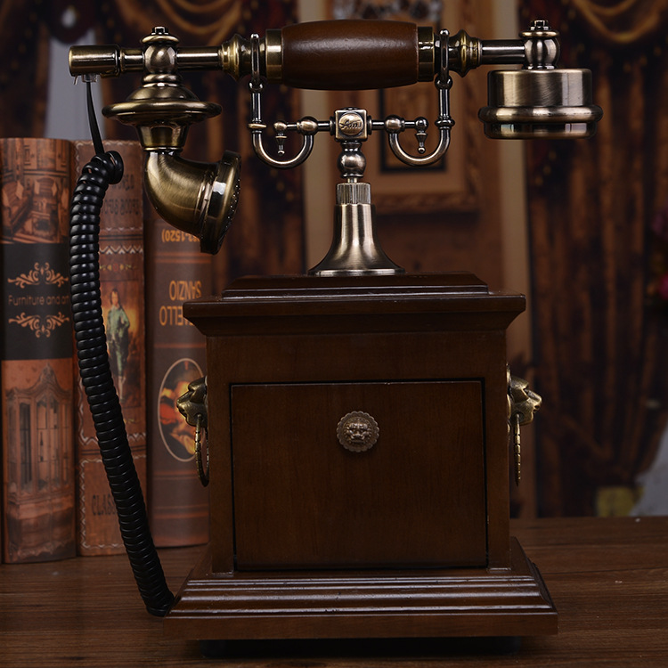 【MYZ955 Plug-in Standard Version】Solid Wood Retro Telephone, Chinese Style, Antique Home Landline, Old-fashioned Telephone