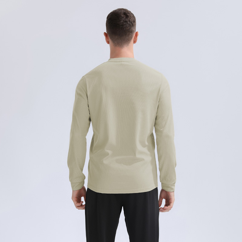 Lulu Otoño e Invierno deportes de los hombres ropa de secado rápido Cuello pequeño running fitness manga larga transfronteriza nueva casual cuello redondo top