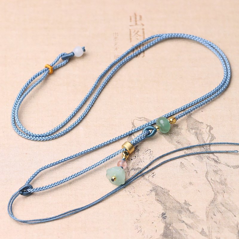 Single-Sided Lotus Lanyard with Jade Gold Pendant Rope for Men and Women Hand-Woven Fresh Jade Pendant Necklace Rope Wholesale Single-Sided Lotus Lanyard with Jade Gold Pendant Rope for Men and Women Hand-Woven Fresh Jade Pendant Necklace Rope Wholesale