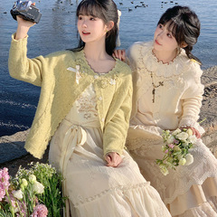 2025秋冬新款立体花朵韩版甜美花边温柔系针织开衫毛衣女上衣外套