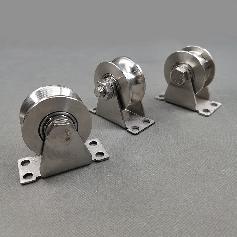 Polea Fija con Rodamiento de Acero Inoxidable Ranura H/V/U para Puertas Corredizas y Rieles