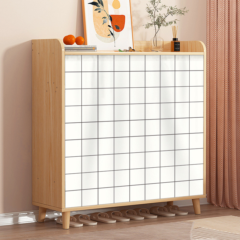 Gabinete de tela que cubre la cortina Velcro autoadhesivo gabinete de zapatos que cubre la cortina fea sin perforaciones armario sundries gabinete puerta cortina hogar