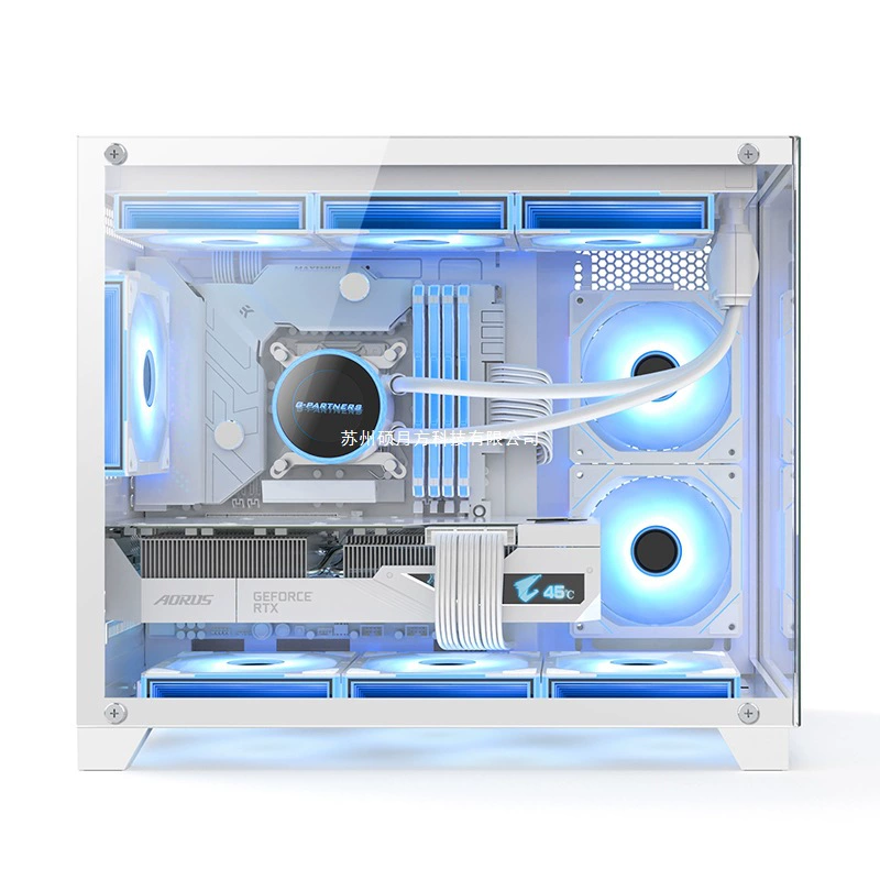 Корпус для ПК EVESKY S920, поддержка M-ATX/ATX, двойное закалённое стекло, 240/360 мм водяное охлаждение