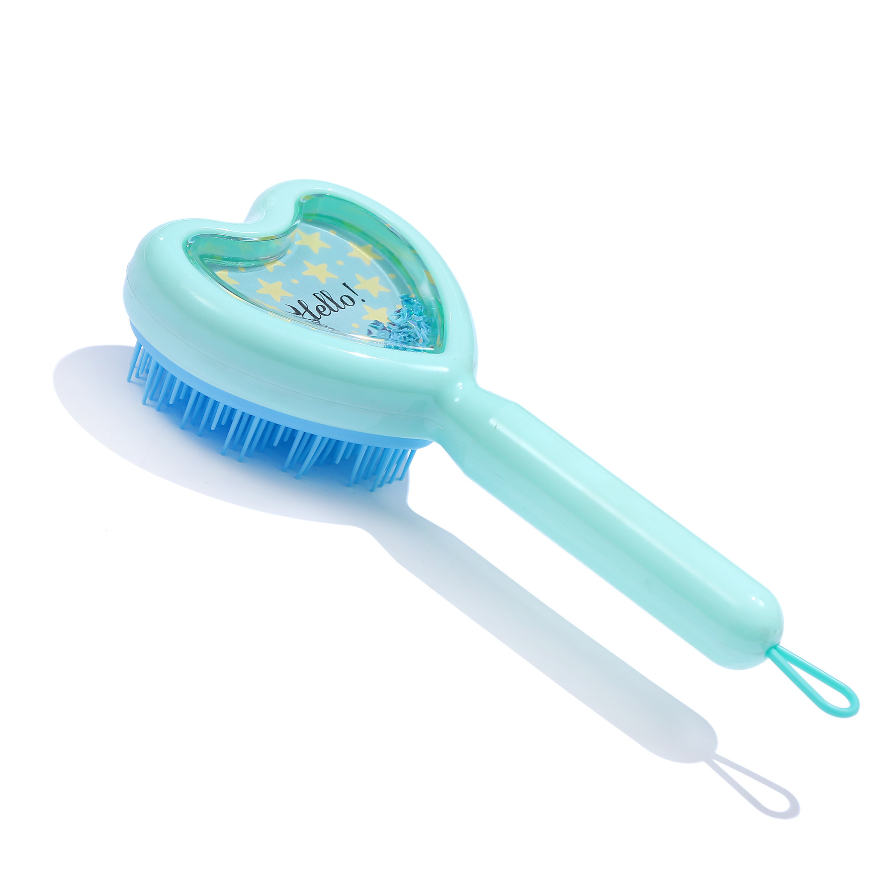 Venta al por mayor transfronteriza en stock nuevo creativo en forma de corazón transparente peine amor brillo lentejuelas dientes largos y cortos portátil viaje peine