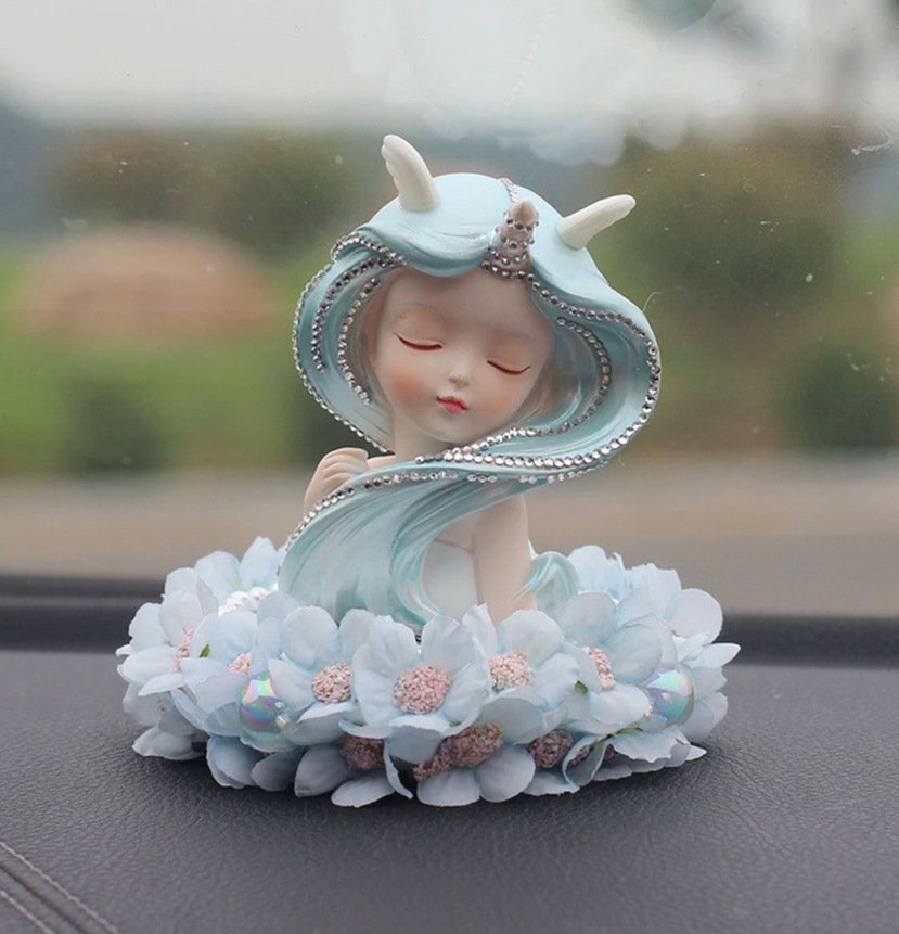 Artículo creativo de la chica del mar adornos de automóviles perfume encantador ángel perfume de automóvil perla base de diamante perfumado perdurable