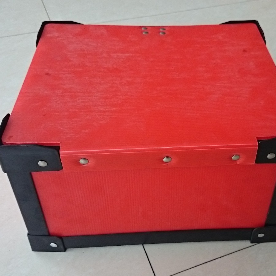 PP红色瓦楞板骨架箱 电子产品PP中空板周转箱