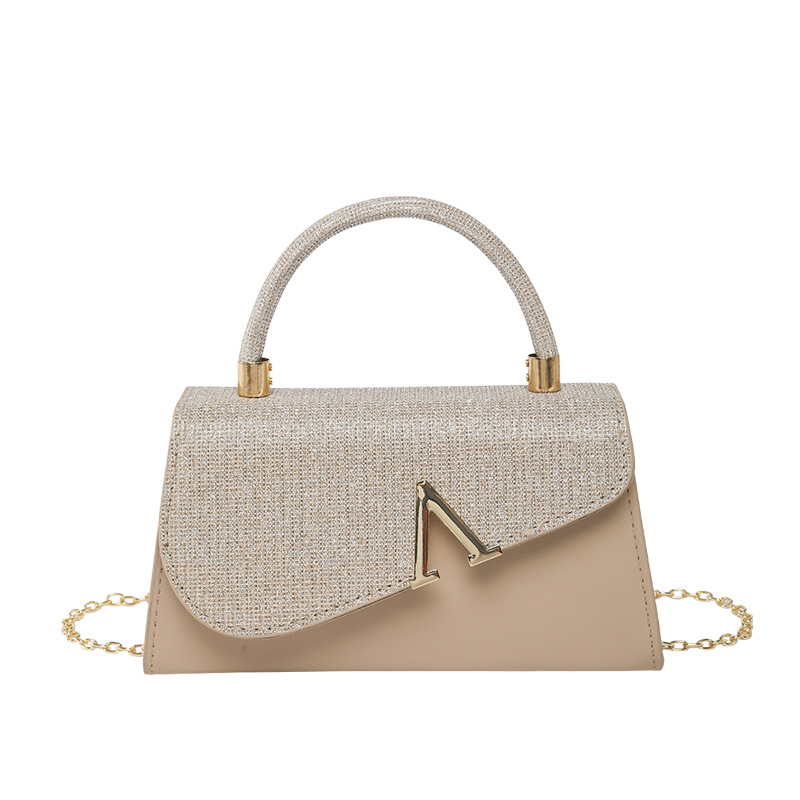 Bolso femenino transfronterizo simple europeo y americano 2025 nuevo bolso de cena de moda en forma de V de moda bolso de diamantes de imitación brillante de alto valor