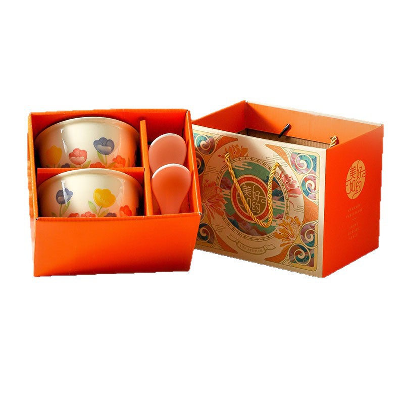 Tulipan platos y platos, caja de regalo, cubiertos de color esmaltados, regalos de fiesta, regalos de apertura
