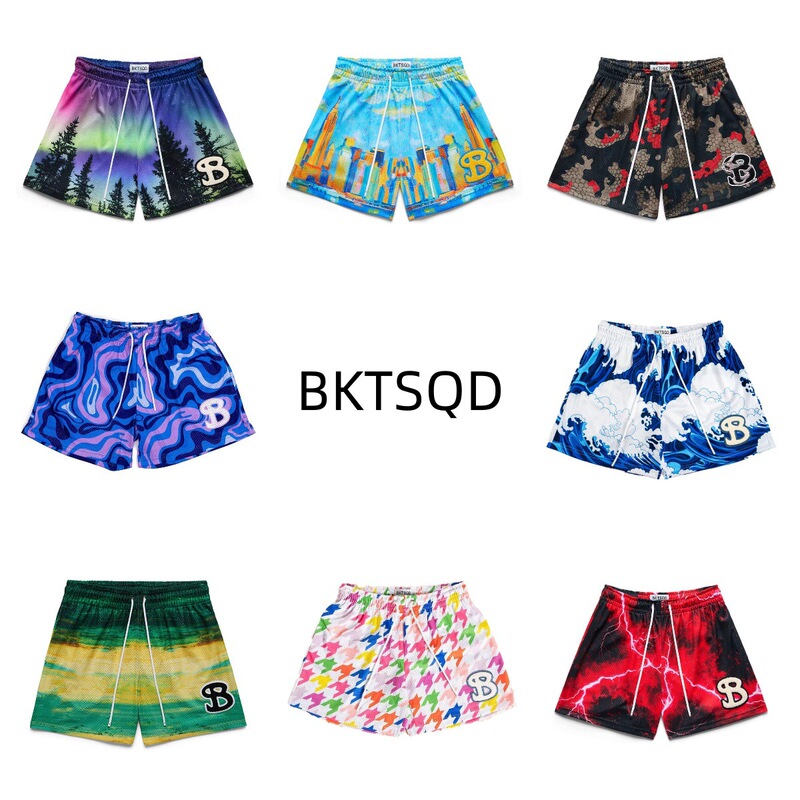 American Sports Fashion Brand Bktsqd Mesh Shorts Men's Breathable Quick-Drying Running Fitness Basketball Beach Shorts American Sports Fashion Brand Bktsqd Mesh Shorts Men's Breathable Quick-Drying Running Fitness Basketball Beach Shorts