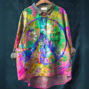 2025 New Independent Station European and American Cross-border Casual Long Sleeve Shirt Flower Print Hawaiian Long Sleeve Cross-border Shirt