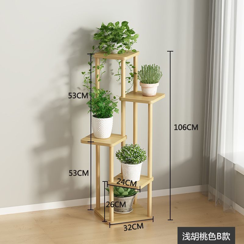 Estante de flores Estante de balcón simple de estilo de piso para uso doméstico interior Estante de macetas de lujo ligero de varios pisos con suculentas de rábano verde
