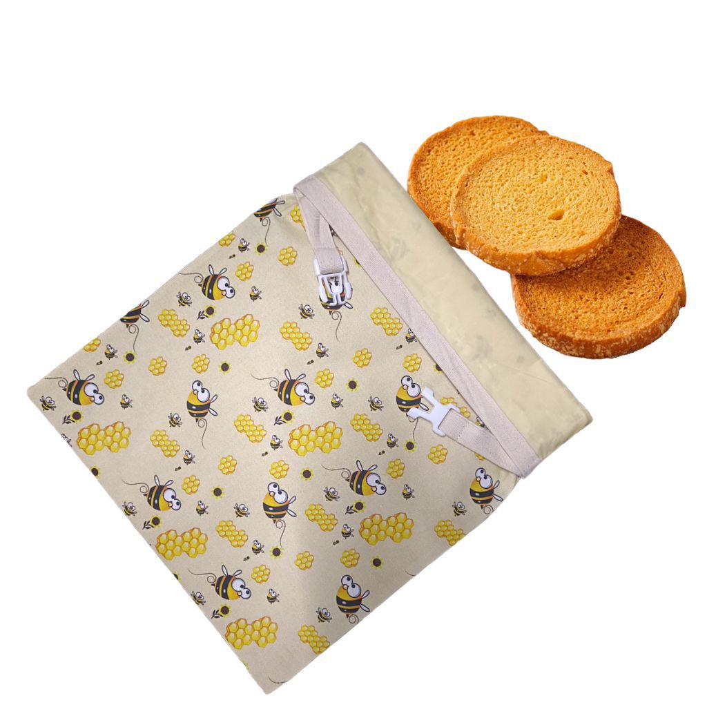 33*43cm 밀랍 빵 가방, 만화 벌, 면 100%