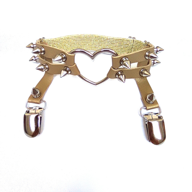 European and American Punk Sexy Fashion Cathead Peach Heart pu Leather Leg Ring Street Trendy Dancer Performance Foot Ring Garter Belt