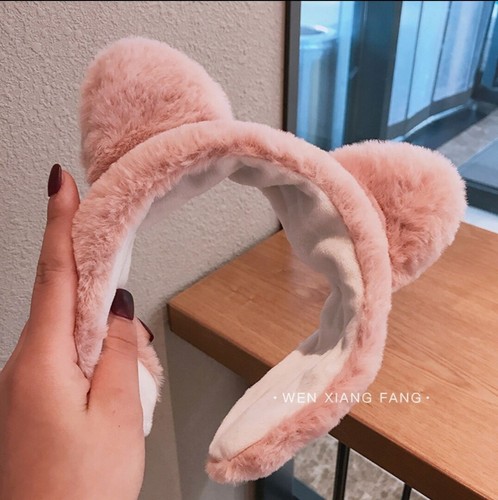 Face washing headband, female cat ear headband, Internet celebrity simple and cute hair bundle, wide-brimmed plush hairband, leopard print hairpin headdress