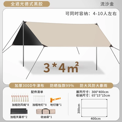 Camping Picnic Rainproof Sunshade: Avtomobil yan çətirləri - 34-black-glue-sky-curtain-210d