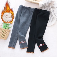女童冬装打底裤宝宝洋气儿童个性潮牌韩版卡通樱桃刺绣加厚一体绒