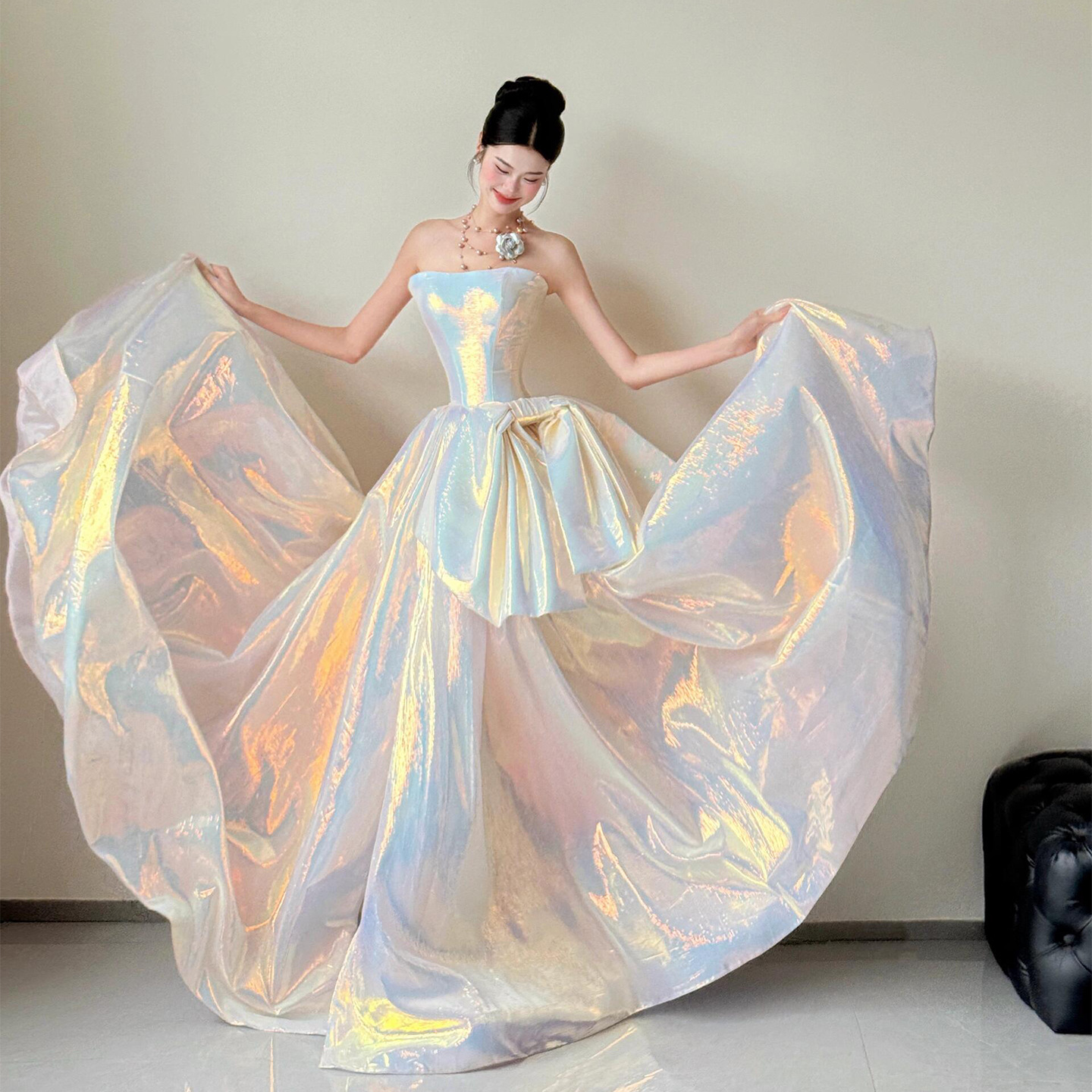 Strapless Evening Dress 2025 New Style Bridal Gown for Women, Engagement Dress, Toast Dress, Student Adult Ceremony, Birthday Princess Dress