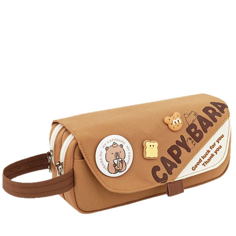 Bolsa de lápices Kabbalah simple y linda, bolsa de papelería de pequeña capibara, caja de papelería para niños, bolsa de papelería de nicho de aspecto alto, bolsa de lápices