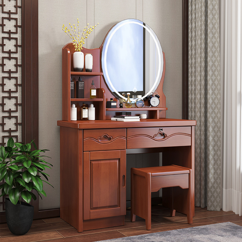 Tocador de madera maciza dormitorio moderno minimalista mesa de maquillaje gabinete de almacenamiento multifuncional integrado pequeño apartamento muebles de madera maciza