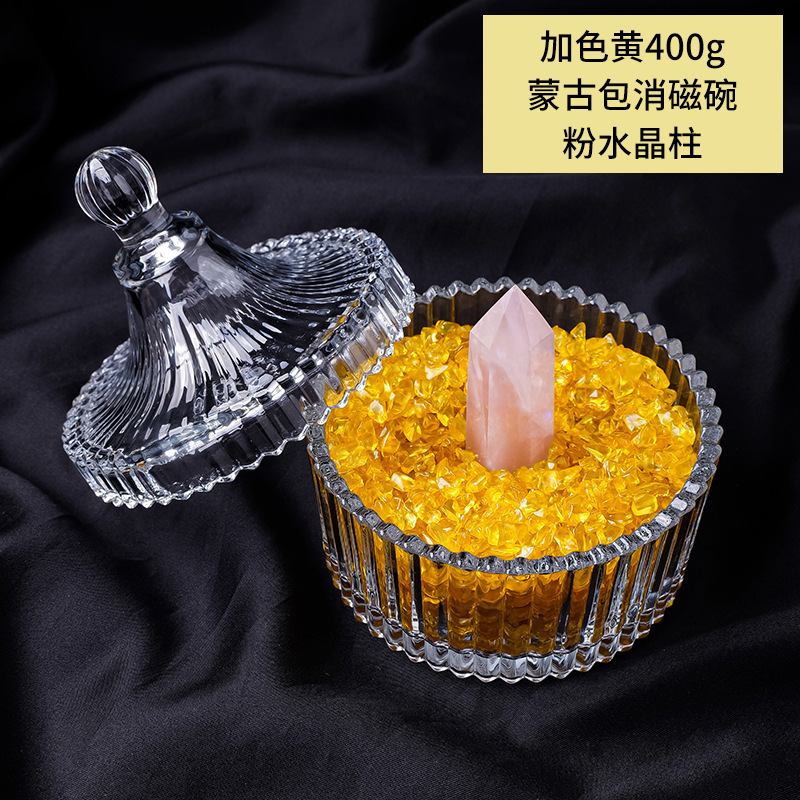 cristal natural piedra triturada desmagnetizante cuenco pulsera desmagnetizante energético cuenco de purificación para atraer la riqueza y el tesoro caja de almacenamiento utensilios adornos