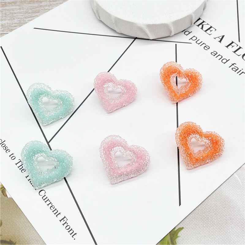 Korean Cute Candy Color Heart Resin Earrings display picture 1