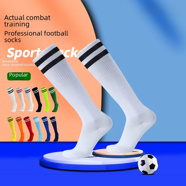Two-Bar Long-Tube Football Socks, Quick-Drying Summer Thin Training Socks for Adults and Children, Outdoor and Indoor Sports