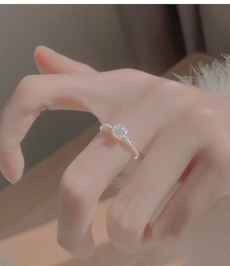 French, Vintage, Graceful, Timeless 925 Silver-plated Sugar Cube Ring Women, Unique Design, Open-ended Index Finger Ring, Suitable Engagement, We_voghion.com