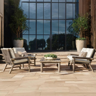 Outdoor Teak Sofa Courtyard Villa Leisure Furniture Waterproof B&B Hotel Outdoor Garden Terrace Solid Wood Combination