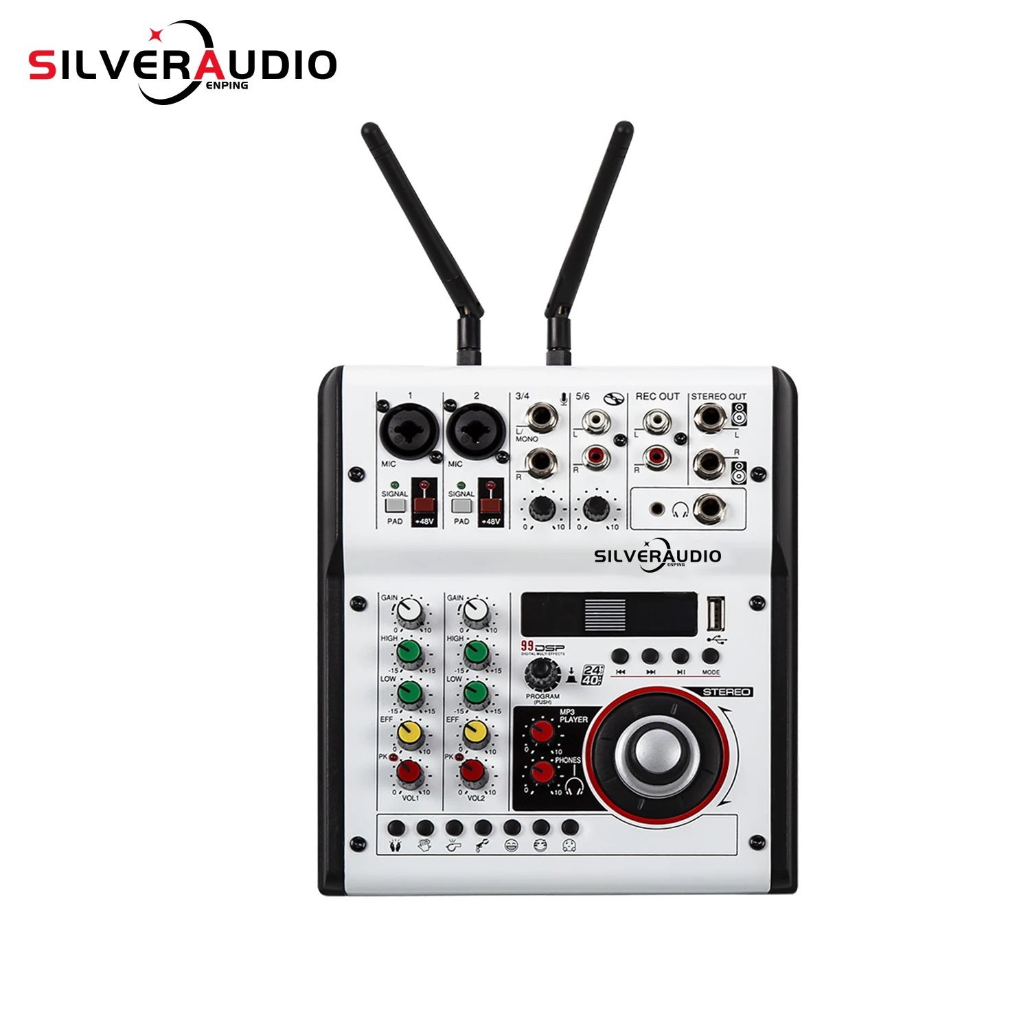 GAX-G06声卡MP3输入99混响效果6声道带麦克风数字调音台效果器