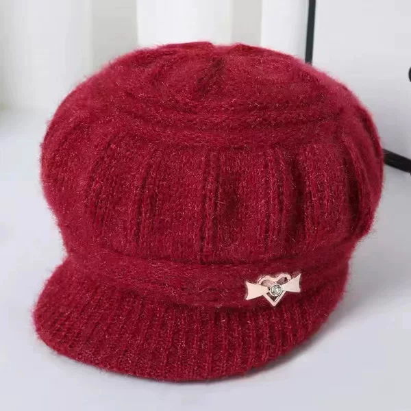 Winter Thickened Ear-Protecting Knitted Hat for Middle-Aged and Elderly Women, New Fleece-Lined One-Piece Hat for Cycling, Warm and Fashionable Pullover Hat