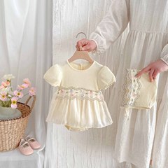INS赤ちゃん服夏新生児お尻服女の子赤ちゃんワンピースお姫様スカート満月百日薄手