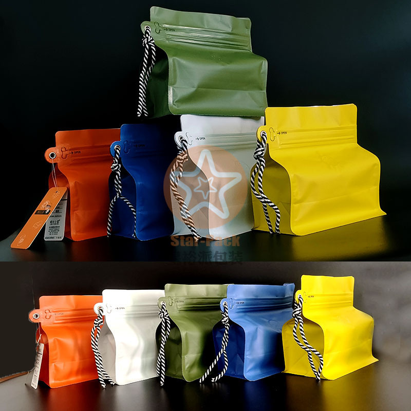 爆款设计半磅250克带挂绳户外咖啡袋牛皮纸铝箔袋