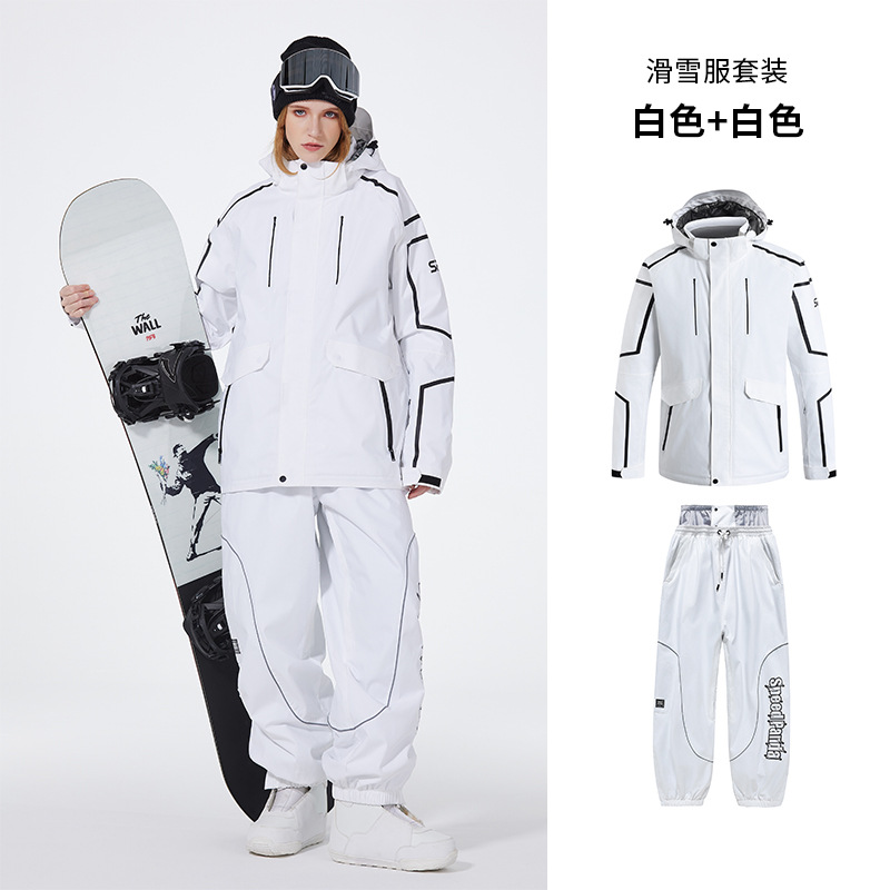 2024新型スキーウェア男女セット冬の屋外スキーウェアのズボンの単板の双板のスキーウェアのセット