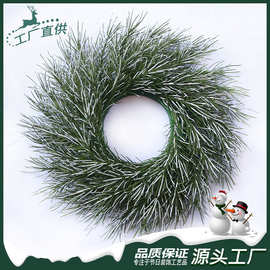 仿真松针圣诞花环PE绿色马尾松圈墙壁装饰橱窗布置门挂饰跨境热卖