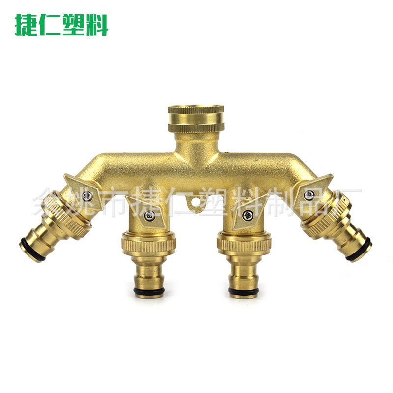 园林 黄铜四通阀门奶嘴款 欧式快接奶嘴款