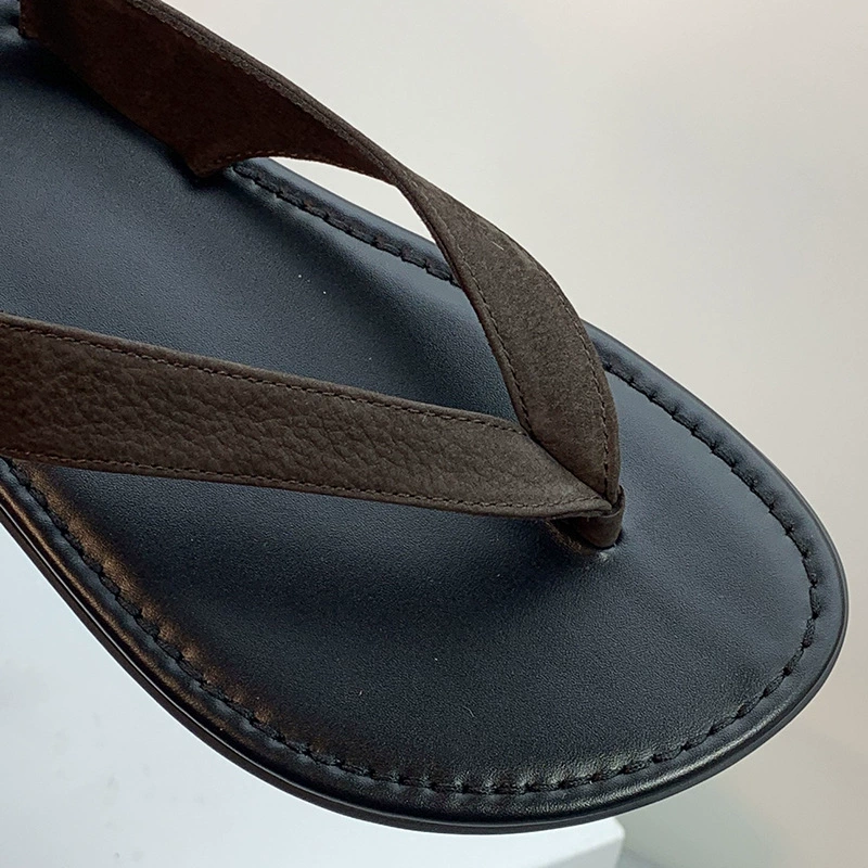 European station flat-sole wrapping belt Roman sandals the outside wear genuine leather open-toe clip flip-flops vacation sandals trend