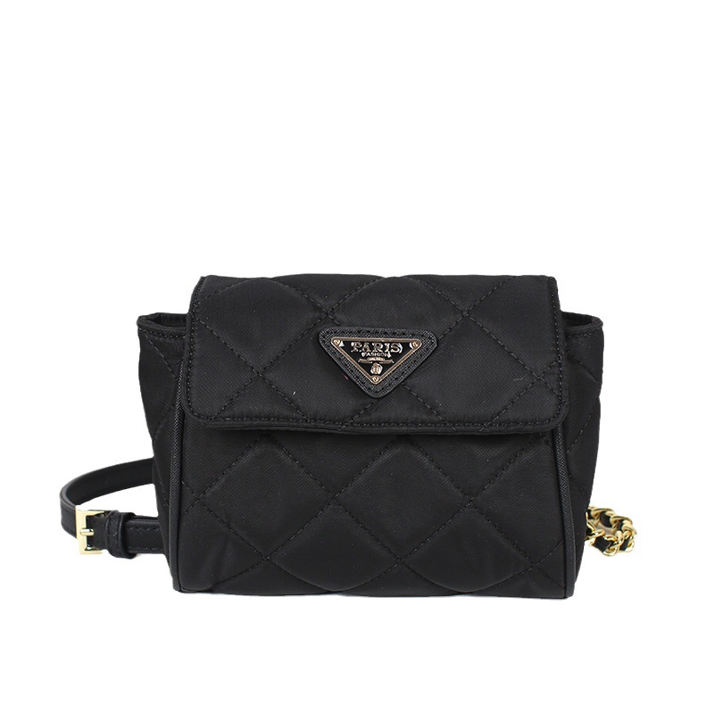 Bolso bandolera pequeño acolchado de tela Oxford 2025, bolso informal simple con cadena, bolso cruzado ligero y moderno para mujer.