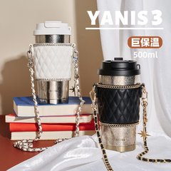 YANIS3 純チタン断熱カップ女性用高見えダブルドリンクコーヒーカップストローカップ車載チタンカップ誕生日ギフトバッチ